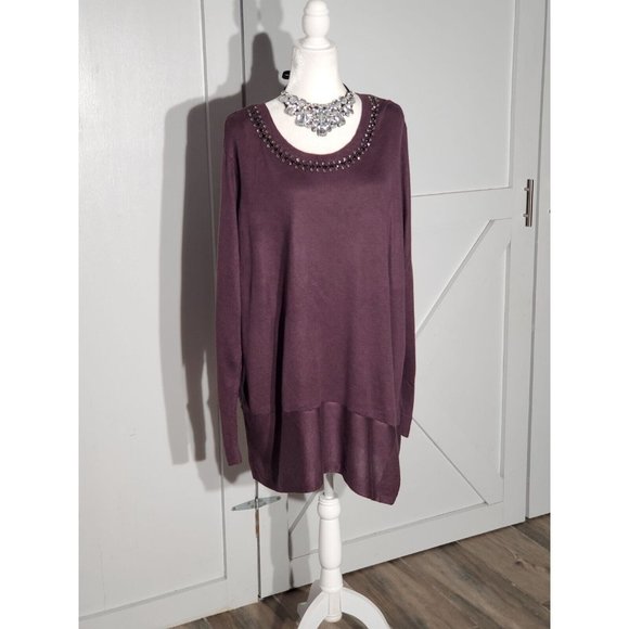 SIMPLE VERAWANG SWEATER PURPLE LONG SLEEVE ACRYLIC/RAYON SIZE 2X RUNS BI… - Picture 1 of 8
